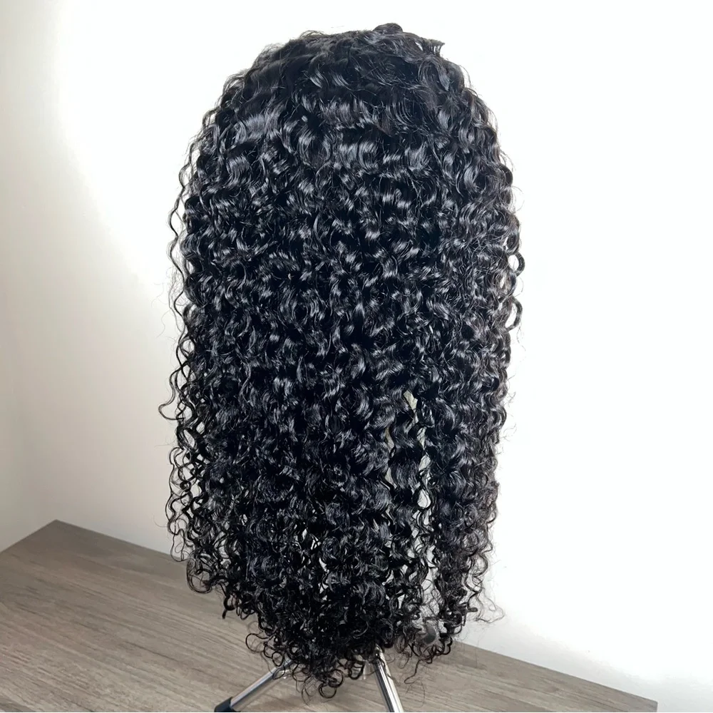 Isee Natural Black Water Wave Human Hair Glueless 26 Inch Half Wig